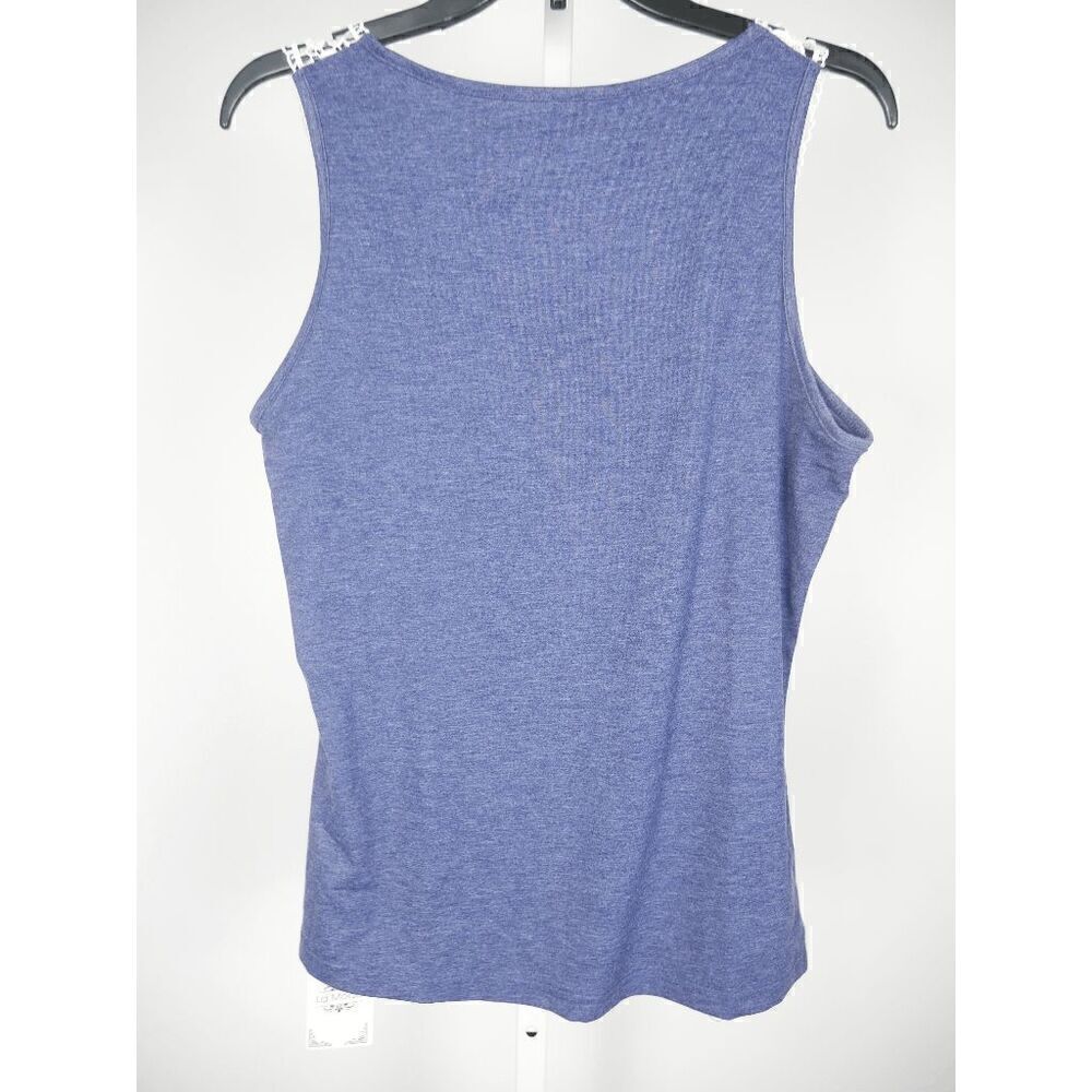 Women's Navy Lace Strap Button-accent Tank Top M - Picture 5 of 7